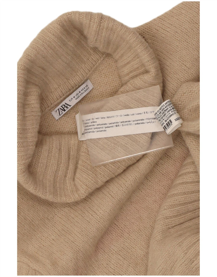 Zara - Jersey con cuello vuelto para mujer, talla 40, lana beige mediana