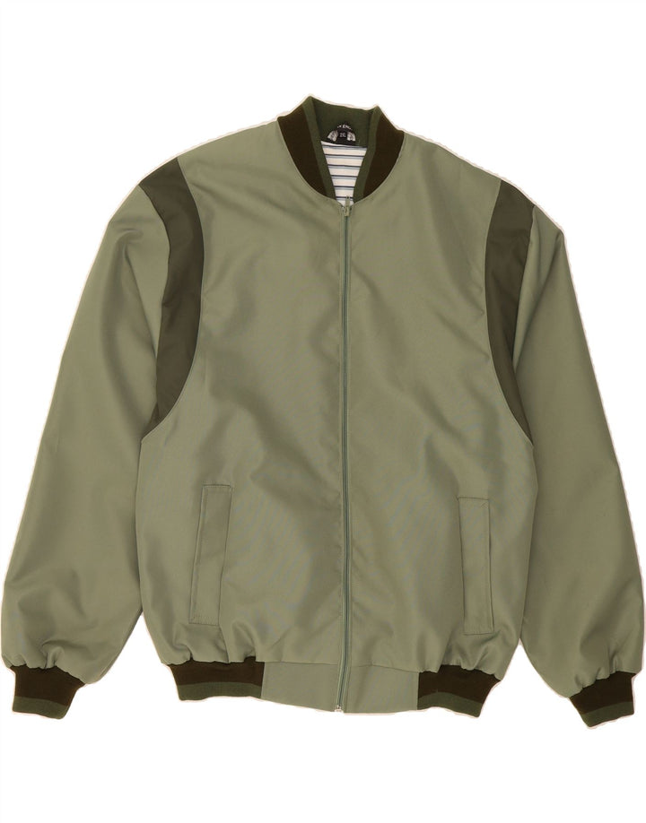 VINTAGE Mens Bomber Jacket UK 44 2XL Green Polyester Vintage Vintage and Second-Hand Vintage from Messina Hembry 