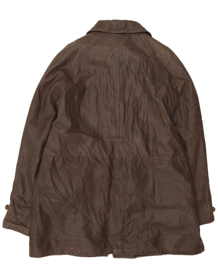 GREEN LEAVES Chaqueta de cuero para hombre IT 50 Cuero marrón grande