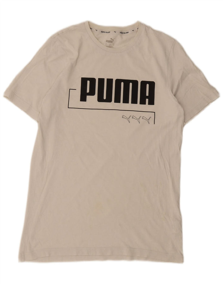 Puma Camiseta gráfica para hombre Top Small White Cotton
