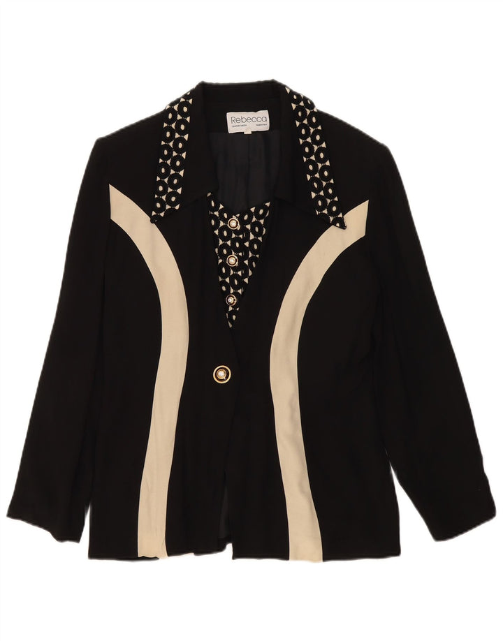 Chaqueta Blazer De 1 Botón Para Mujer Rebecca IT 42 Medium Black Colourblock