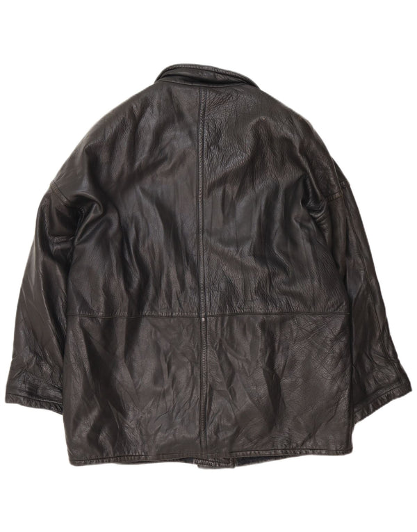 Vintage mujer chaqueta de cuero Reino Unido 18 XL negro