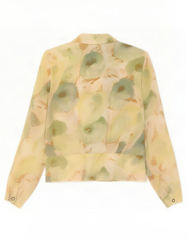 Vintage mujer patrón abstracto camisa de manga larga blusa IT 44 verde medio