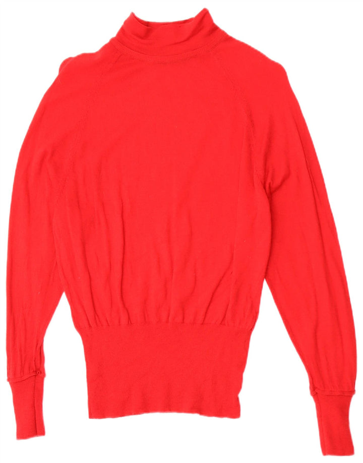 MARKS & SPENCER Suéter tipo jersey con cuello alto para mujer UK 12 Medium Red