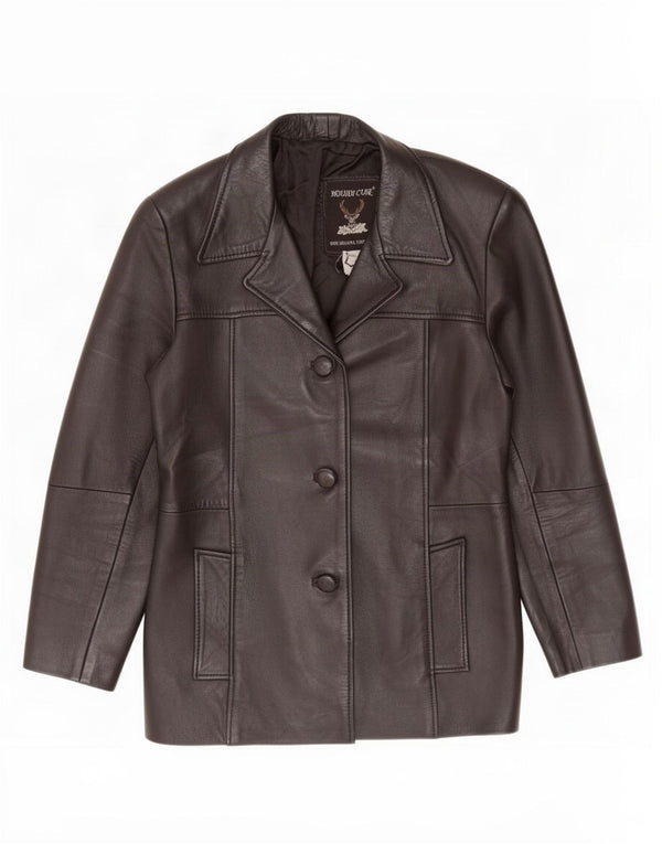Houidi Cuir Chaqueta de cuero para mujer US 2 XS Negro