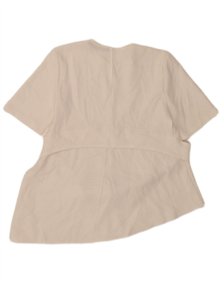 Zara Mujer Blusa Asimétrica Top UK 42 Medio Blanco Poliéster