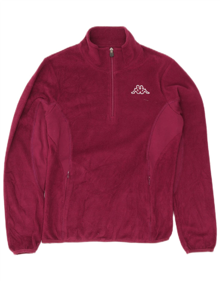 Kappa Jersey de forro polar con cuello y cremallera para mujer UK 44 Poliéster morado mediano