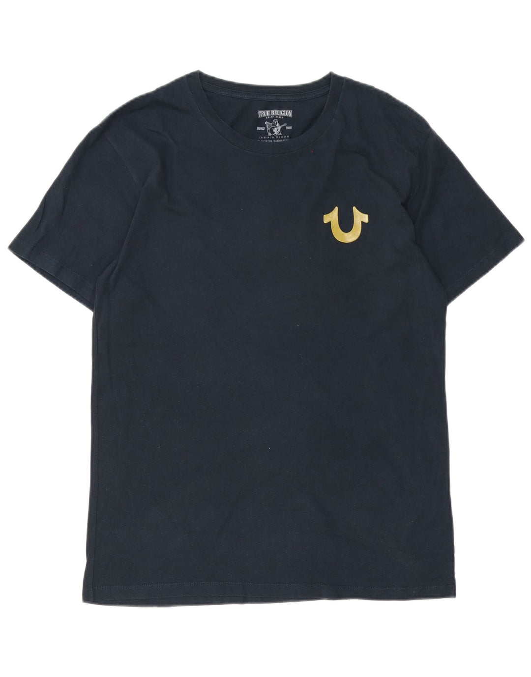 True Religion Camiseta gráfica para hombre Top de algodón azul marino mediano