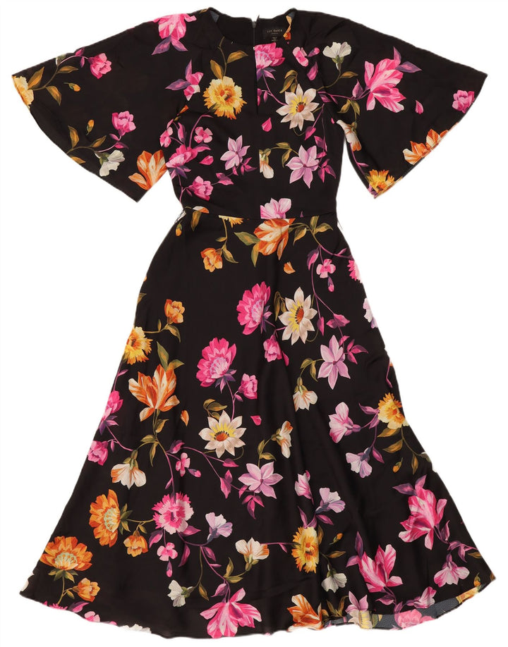 Ted Baker Vestido de corte A para mujer Talla 0 2XS Poliéster floral negro