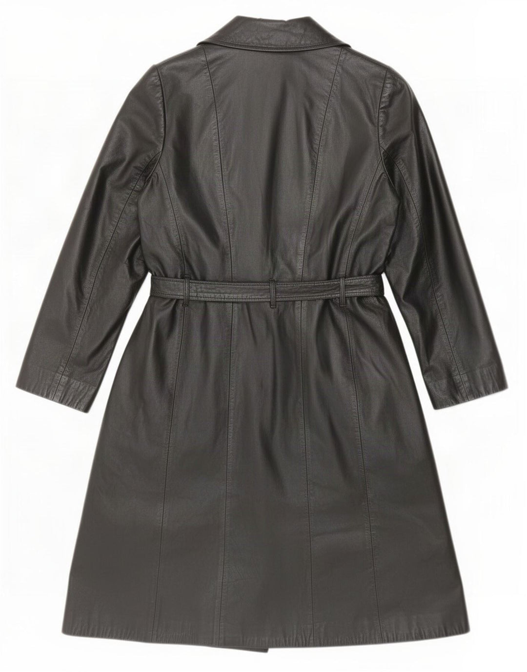 Abrigo de cuero vintage para mujer IT 46 Grande Negro
