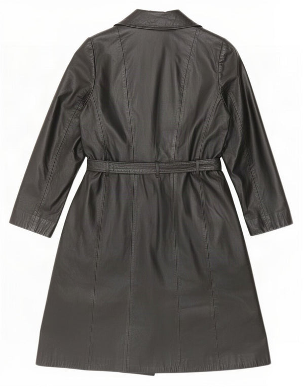 Vintage Womens Leather Coat IT 46 Large Black