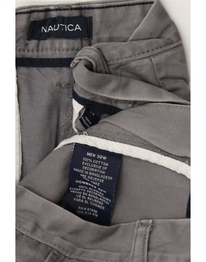 Nautica Pantalones cortos chinos para hombre W32 Algodón gris medio