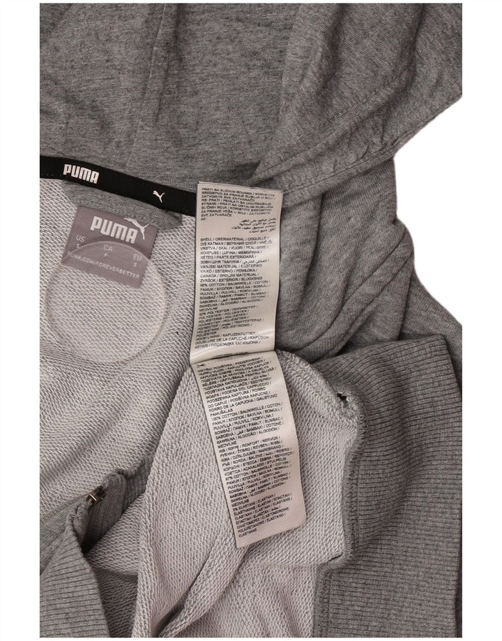 Puma Sudadera con capucha y cremallera para hombre, talla pequeña, algodón gris