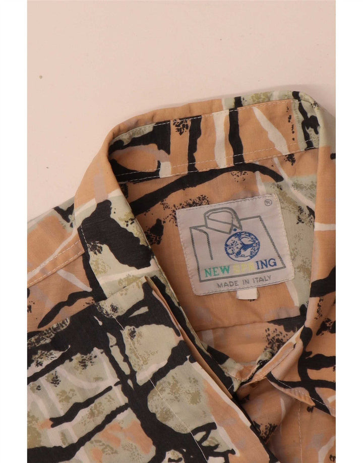 Vintage hombres patrón abstracto camisa de manga corta grande multicolor