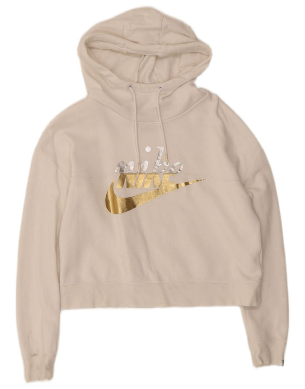 Nike Mujer Oversize Crop Graphic Sudadera con Capucha Jersey UK 6 XS Blanco