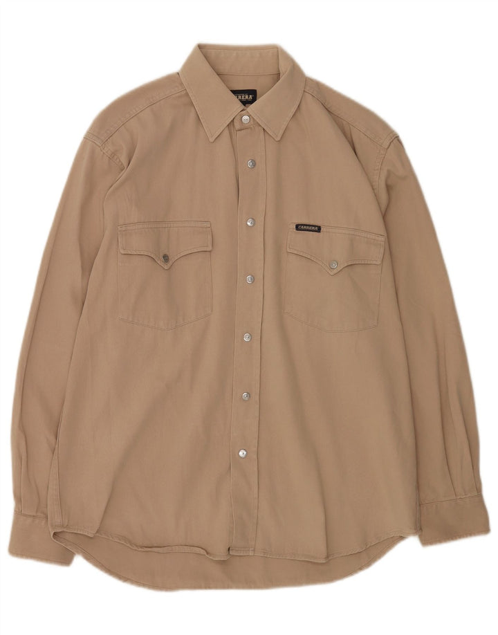 Camisa Carrera Hombre Algodón Marrón Medio