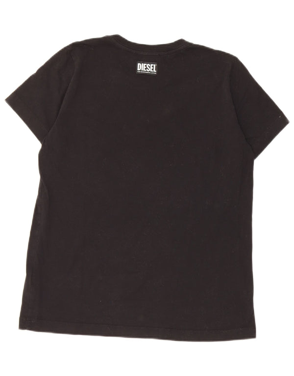 Diesel Mujer Camiseta Gráfica Top UK 10 Small Algodón Negro