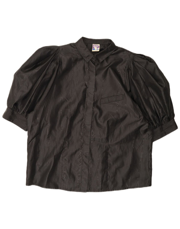 Yessica Blusa camisera de manga 3/4 para mujer EU 44 XL Poliéster teñido anudado negro