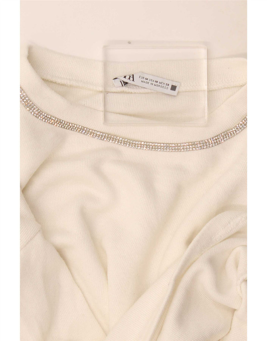 Zara Mujer Crop Oversize Top Manga Larga UK 44 Medium Blanco