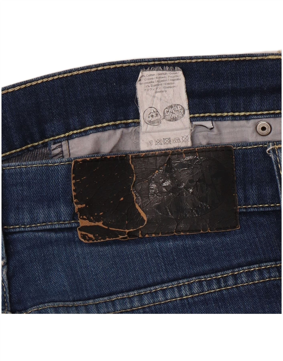 CHEAP MONDAY Vaqueros ajustados para mujer W32 L33 Algodón azul