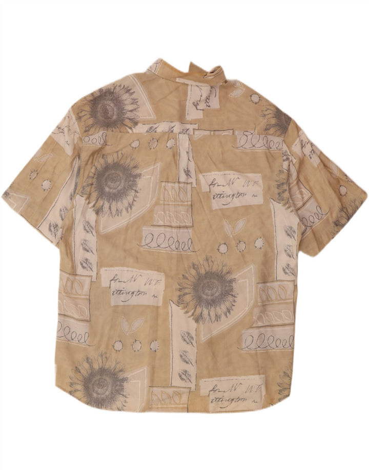 VIA CORTESA Camisa Manga Corta Hombre Talla 43/44 XL Beige Patchwork