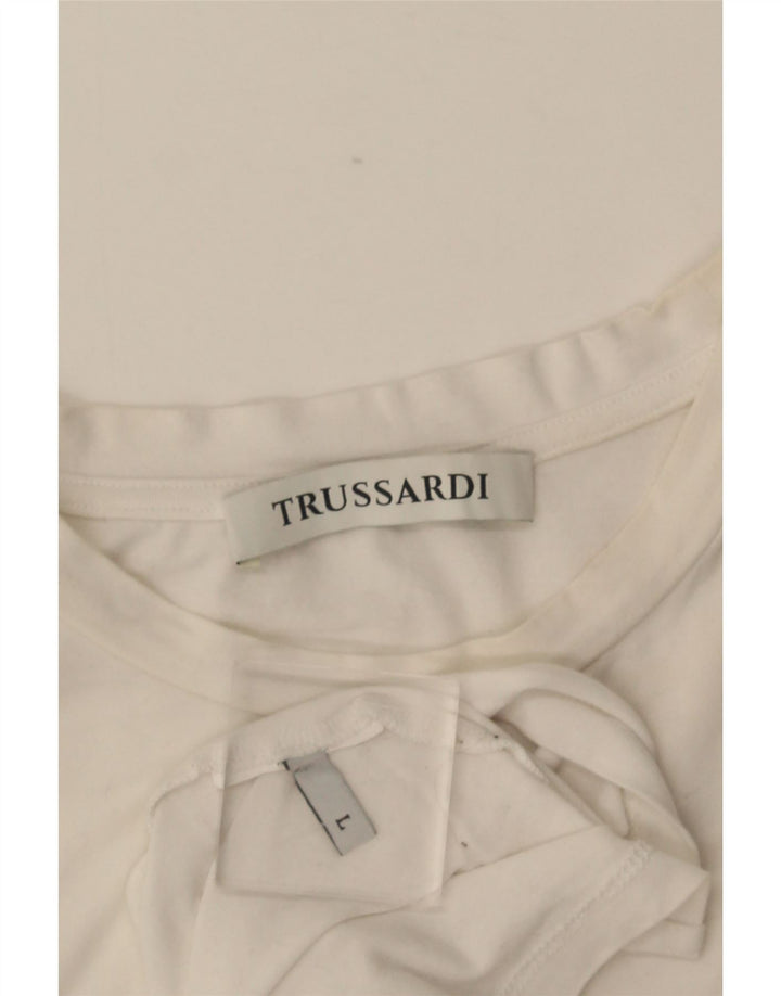 Trussardi Camiseta para Mujer Top UK 44 Large Blanco
