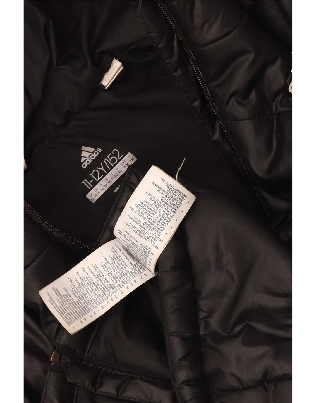 Adidas Chaqueta acolchada con capucha para niño 11-12 años Negro Poliéster