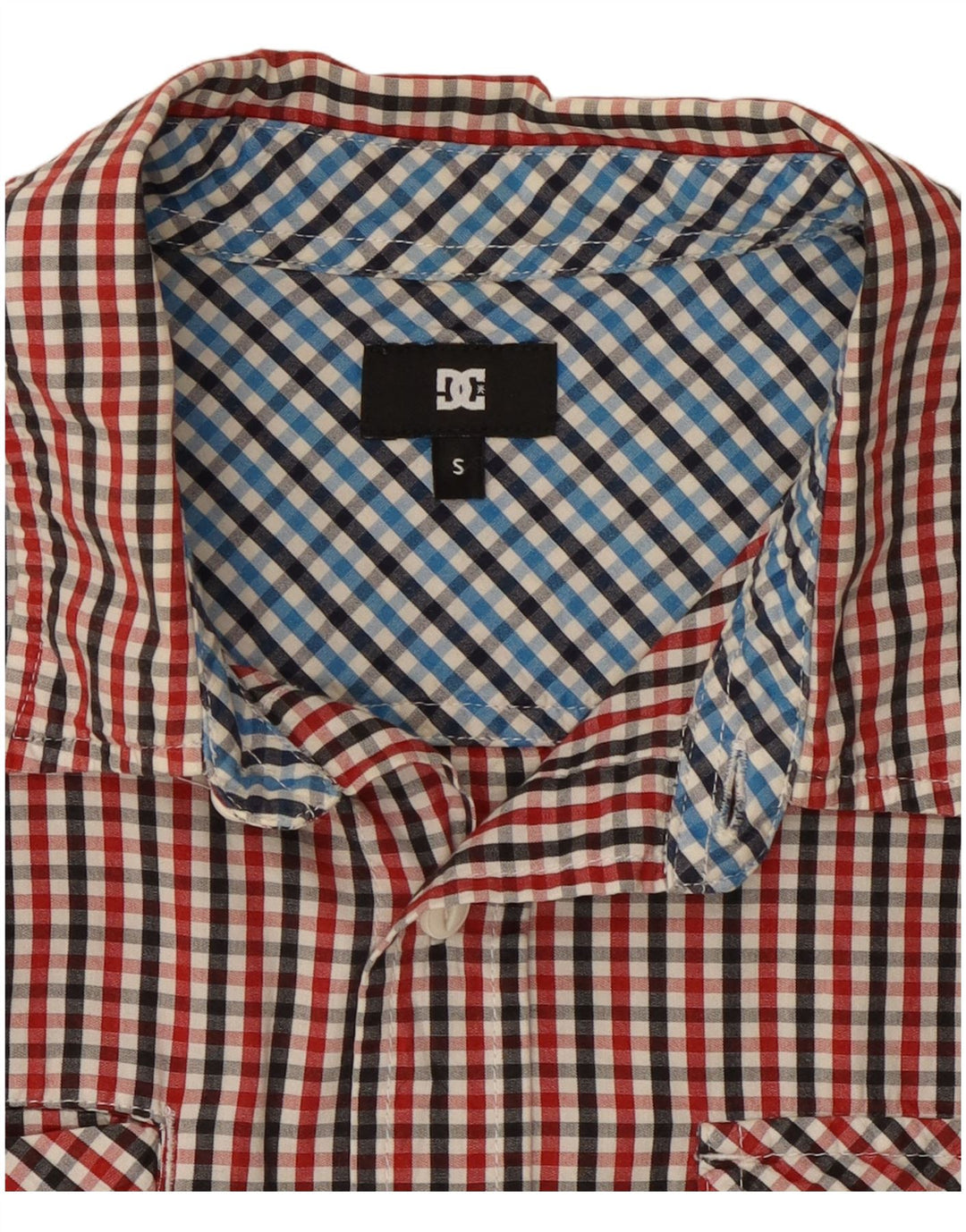Camisa de manga corta DC para hombre Small Red Check