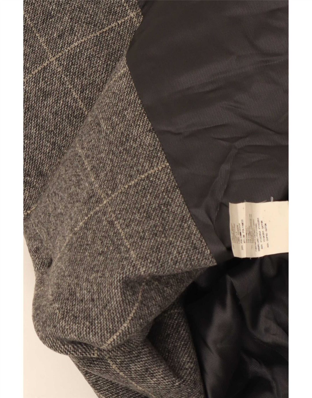 Armani Collezioni Chaqueta Blazer de 3 Botones para Mujer IT 50 XL Lana a Cuadros Gris