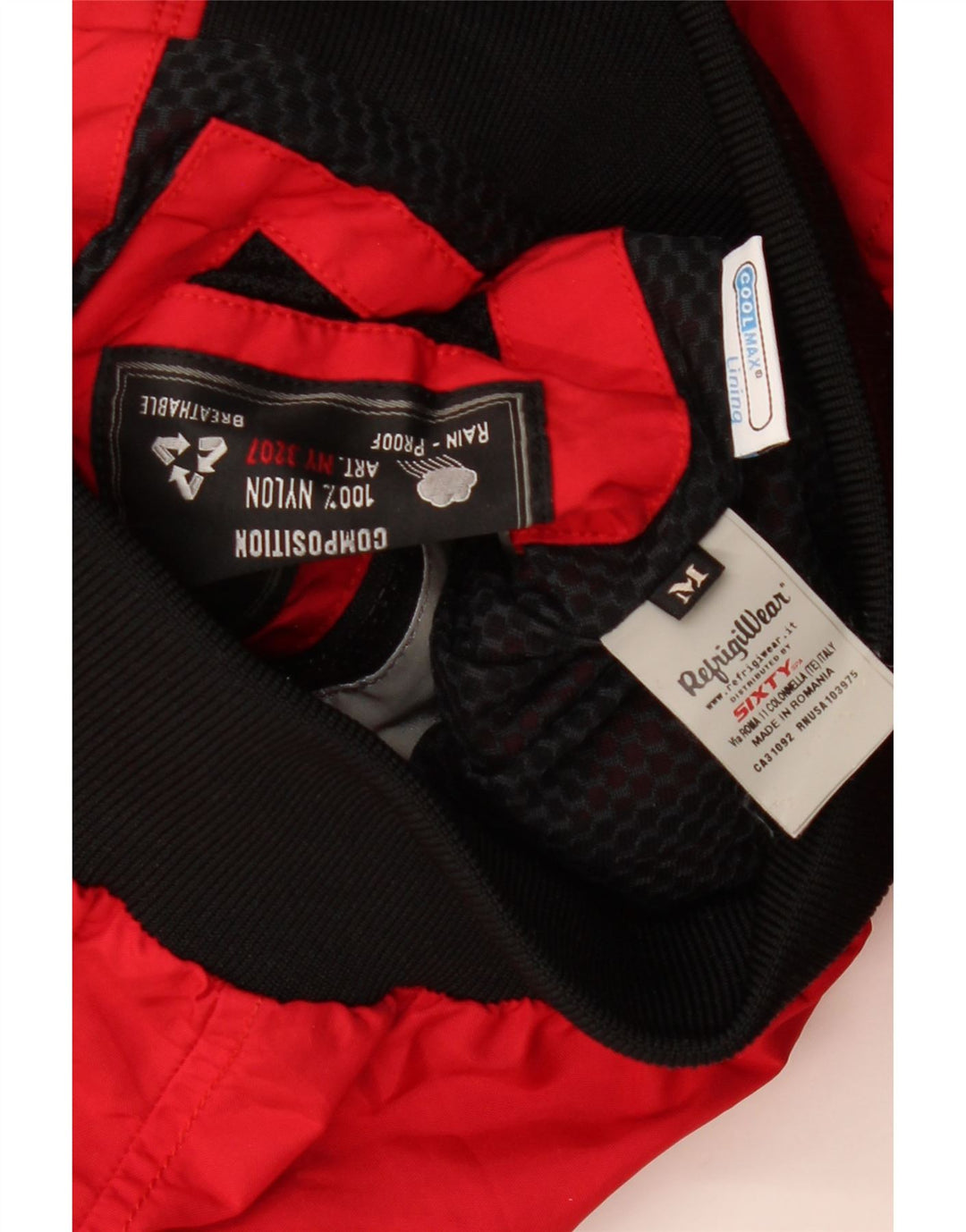 REFRIGIWEAR Chaqueta bomber corta con capucha para mujer Reino Unido 12 Poliamida roja mediana