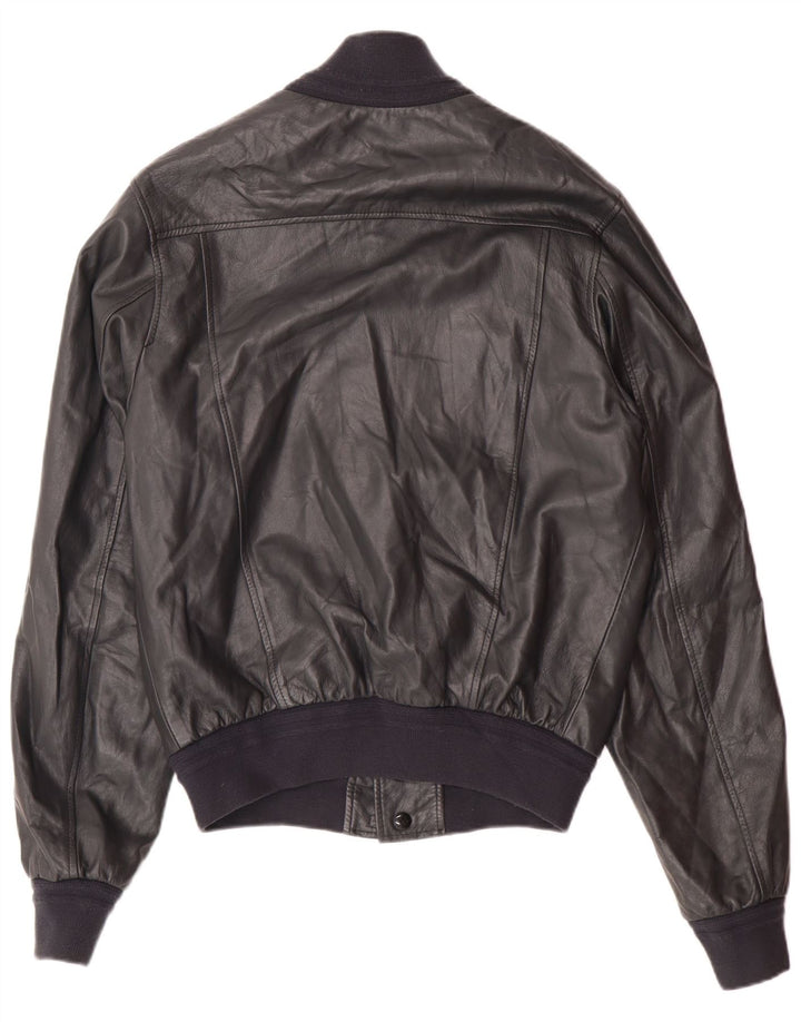 Vintage hombres cuero bomber chaqueta Reino Unido 36 pequeño cuero gris