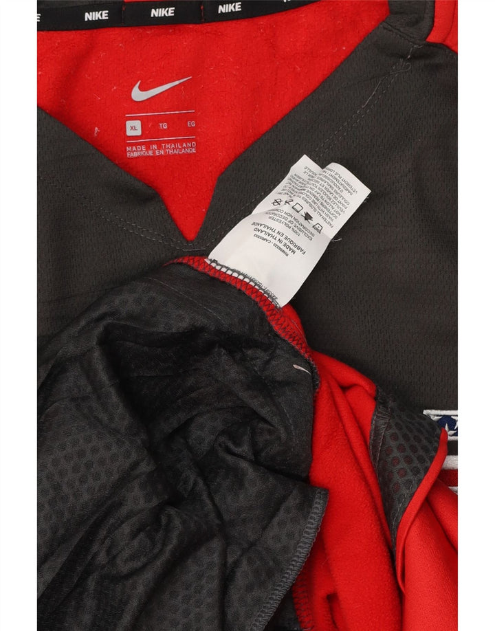 NIKE Camiseta de manga larga para hombre XL Poliéster color block rojo