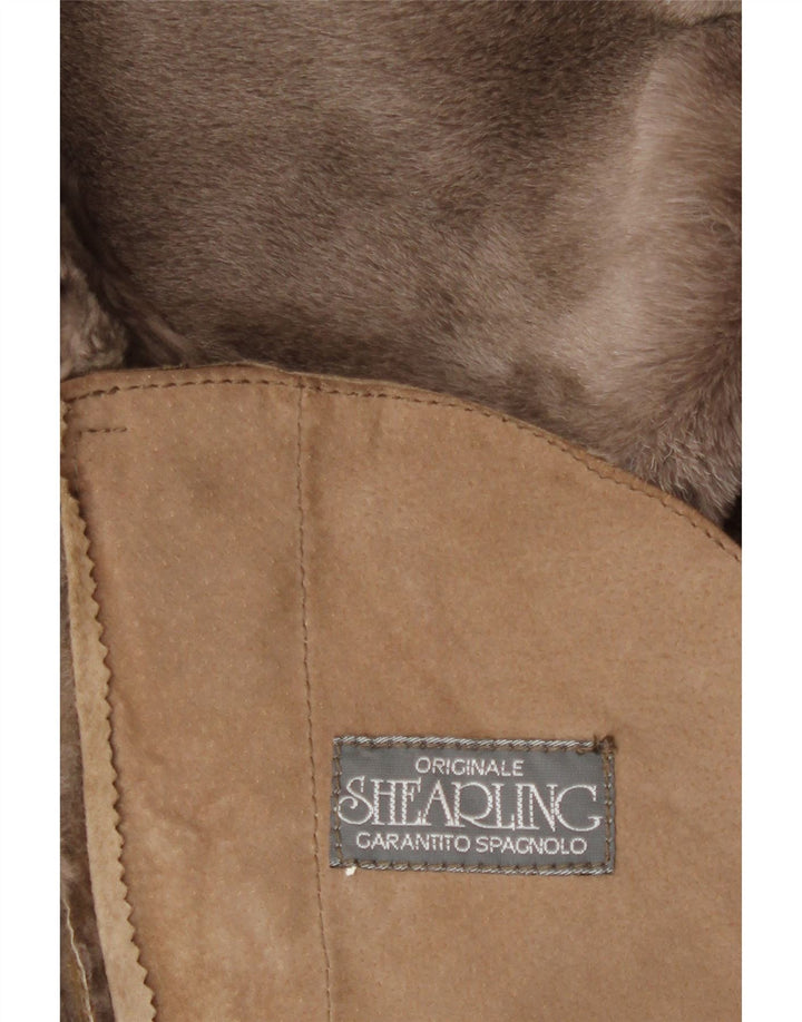 Vintage mujer shearling abrigo Reino Unido 18 XL Beige Shearling