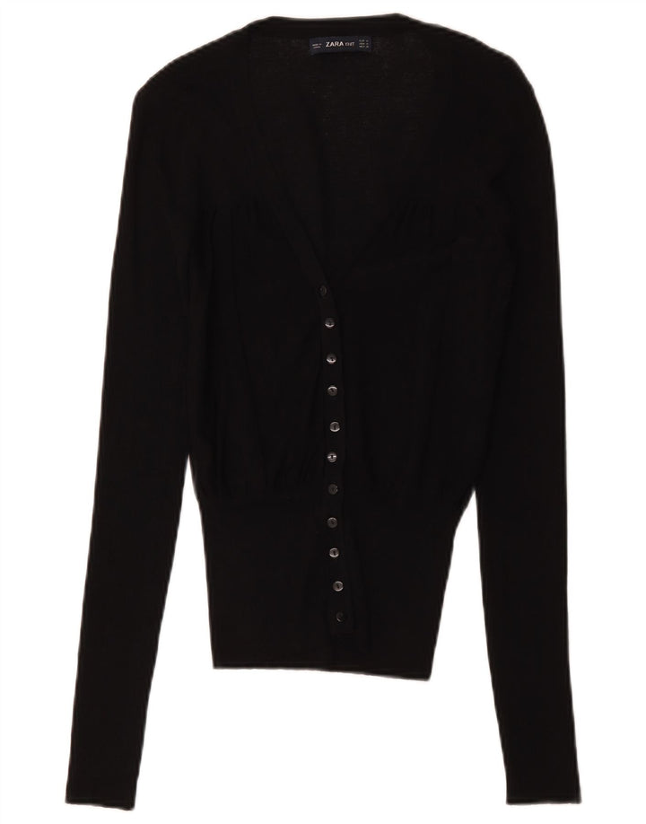 Zara - Cárdigan para mujer, talla 42, viscosa negra mediana
