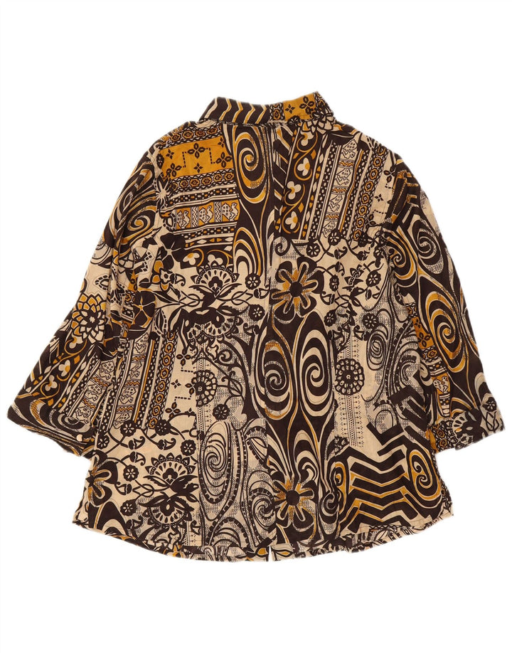 DOMINEW Blusa de manga 3/4 para mujer IT 50 XL Algodón floral marrón