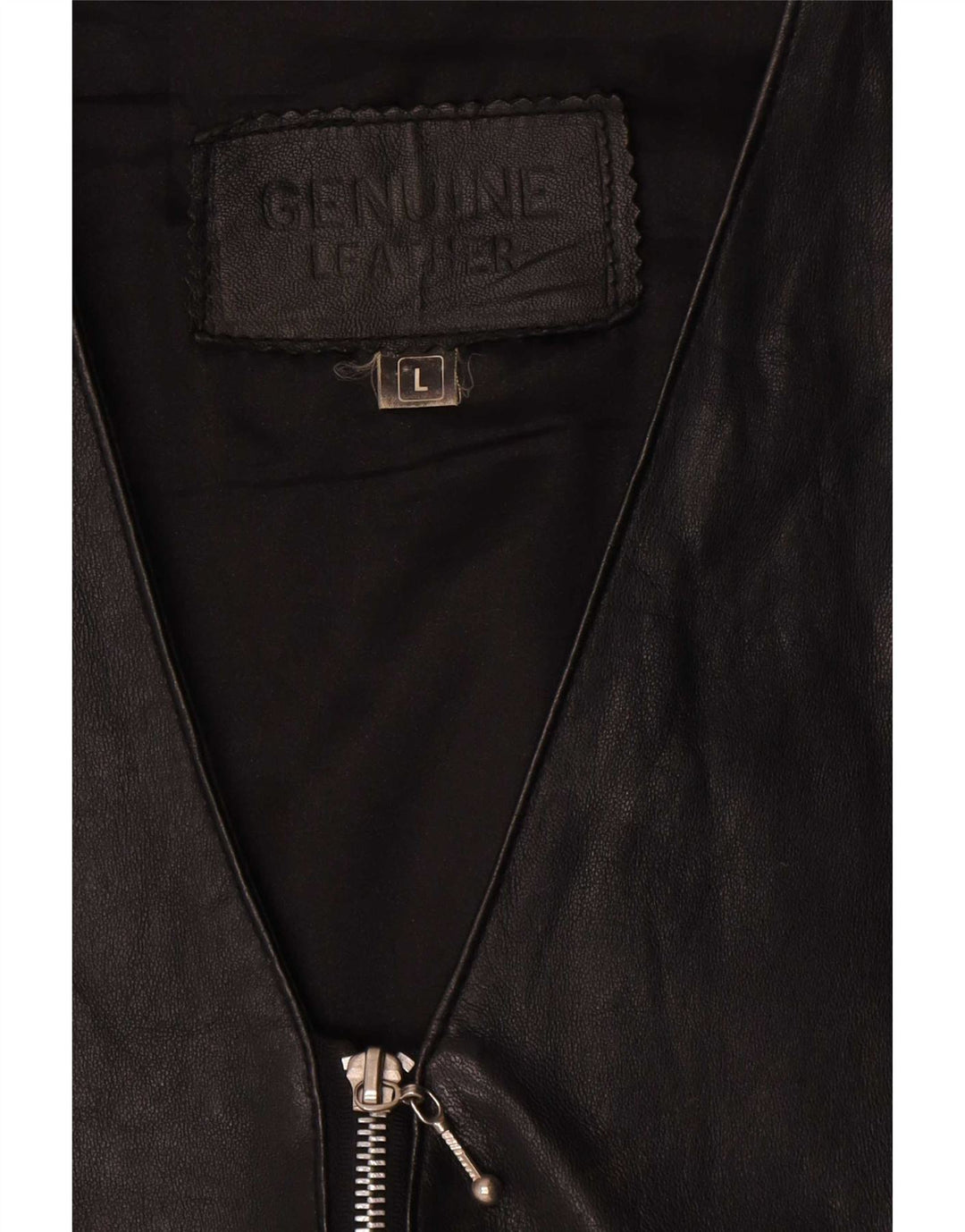 Chaleco de cuero vintage para hombre cuero negro grande