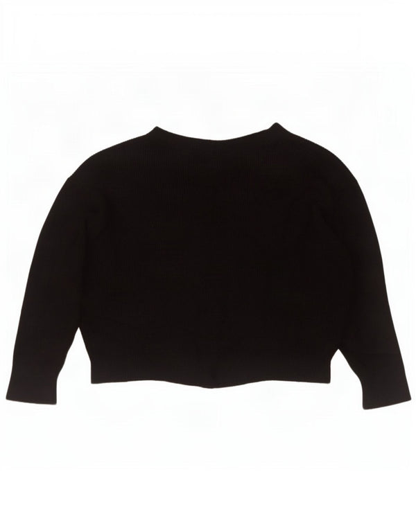 Zara Jersey oversize con cuello barco para mujer, talla 44, talla mediana, viscosa negra