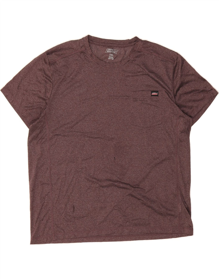 DICKIES Mens T-Shirt Top 2XL Burgundy Polyester Vintage Dickies and Second-Hand Dickies from Messina Hembry 