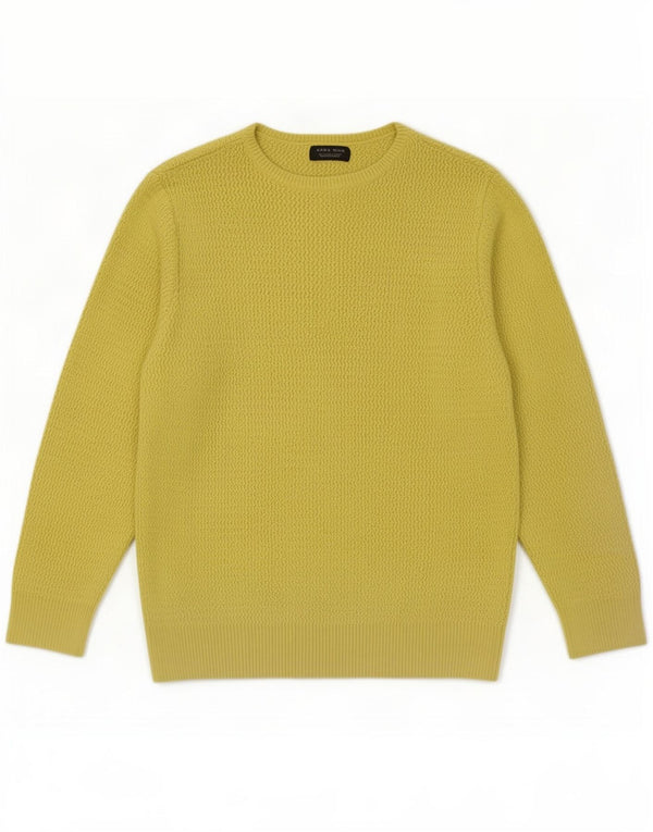 Zara Hombre Jersey Cuello Redondo Jersey Grande Algodón Amarillo