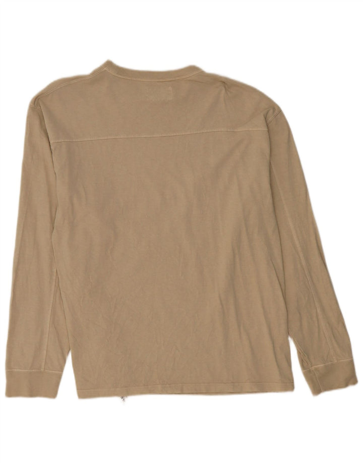 BOWERY Top gráfico para hombre de manga larga de algodón beige grande