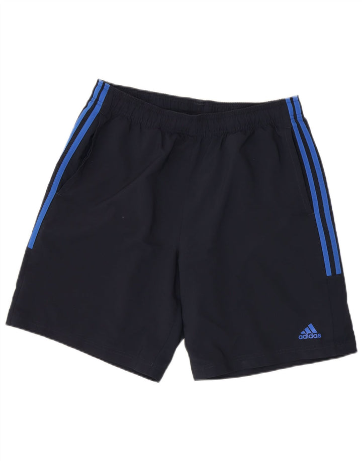 Adidas - Pantalones cortos deportivos para hombre, talla grande, poliéster, color azul marino