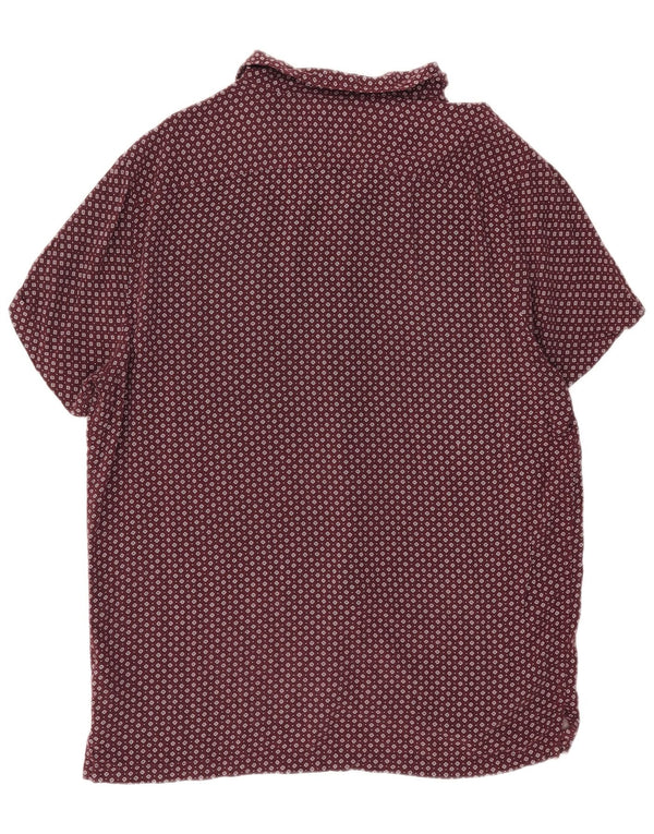 Abercrombie & Fitch Camisa Manga Corta Hombre XL Viscosa Geométrica Burdeos