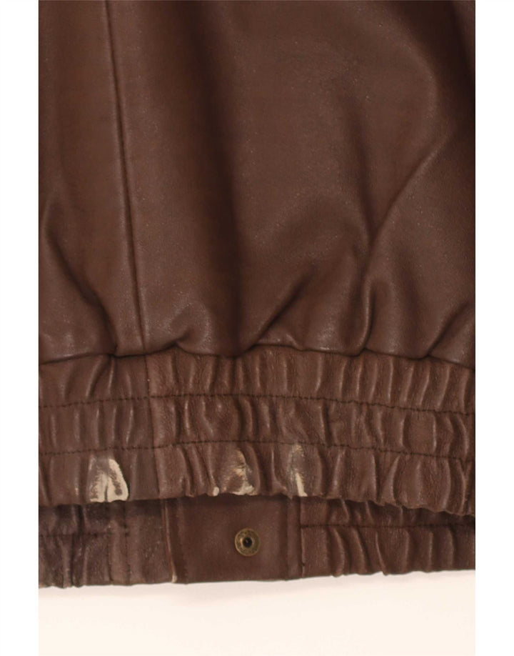 John F Gee Chaleco de cuero para hombre UK 38 Marrón medio