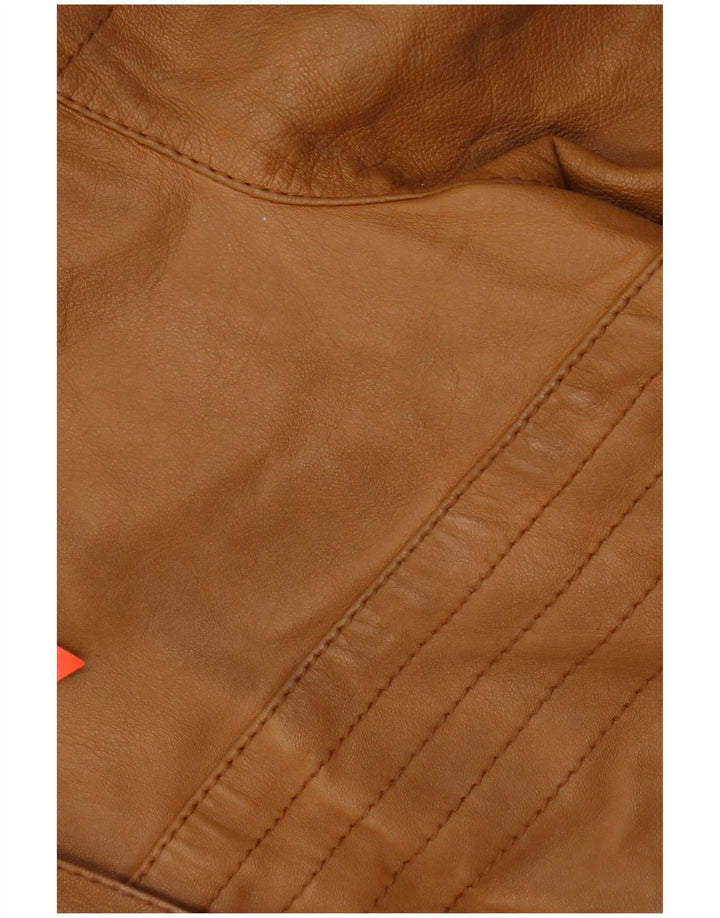 Chaqueta de cuero vintage para mujer IT 44 cuero marrón medio