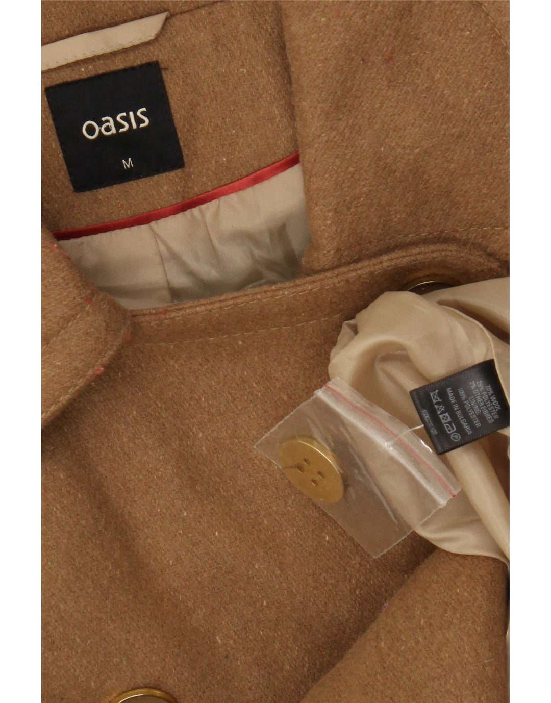 Abrigo de doble botonadura para mujer Oasis UK 42 Lana beige mediana