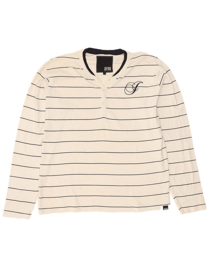 Jack & Jones Hombre Top Manga Larga Algodón A Rayas Blanco Grande