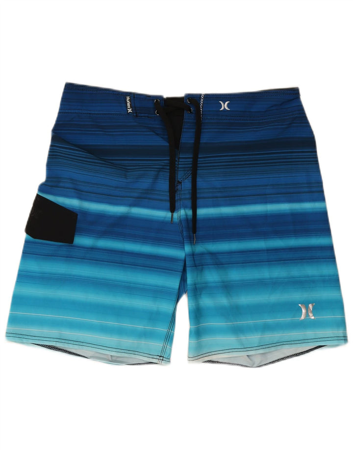 Hurley Bañador Corto Hombre Poliéster A Rayas Azul Grande