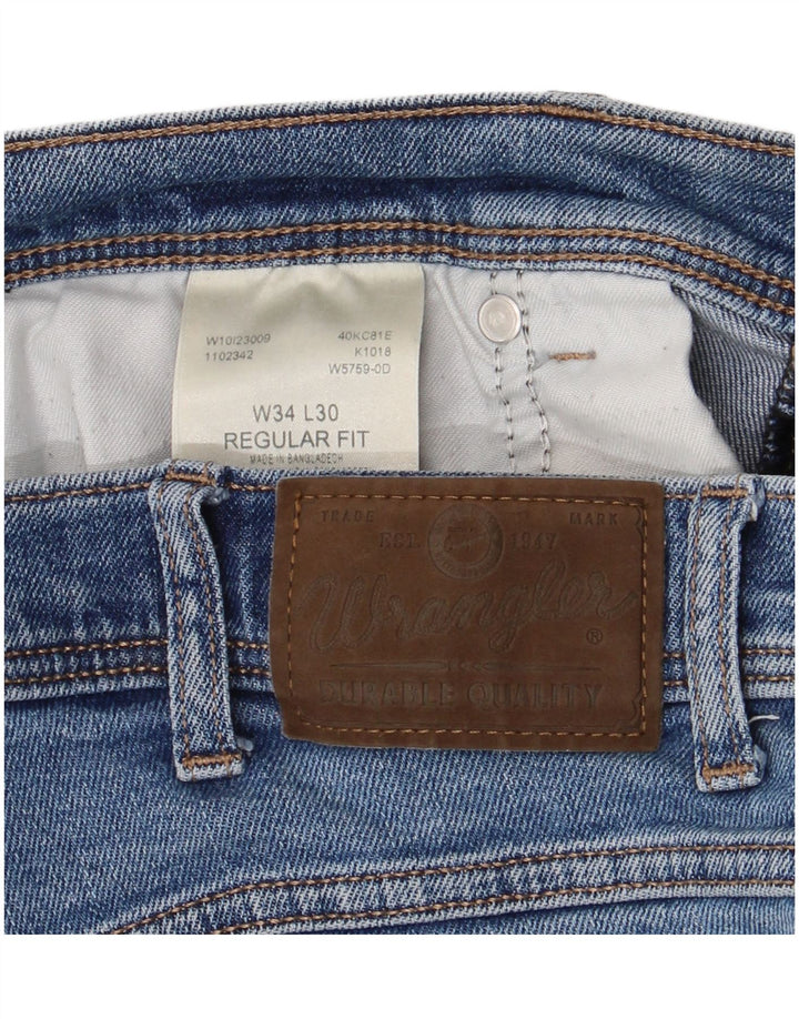 WRANGLER Vaqueros rectos de corte regular para hombre W34 L30 Algodón azul