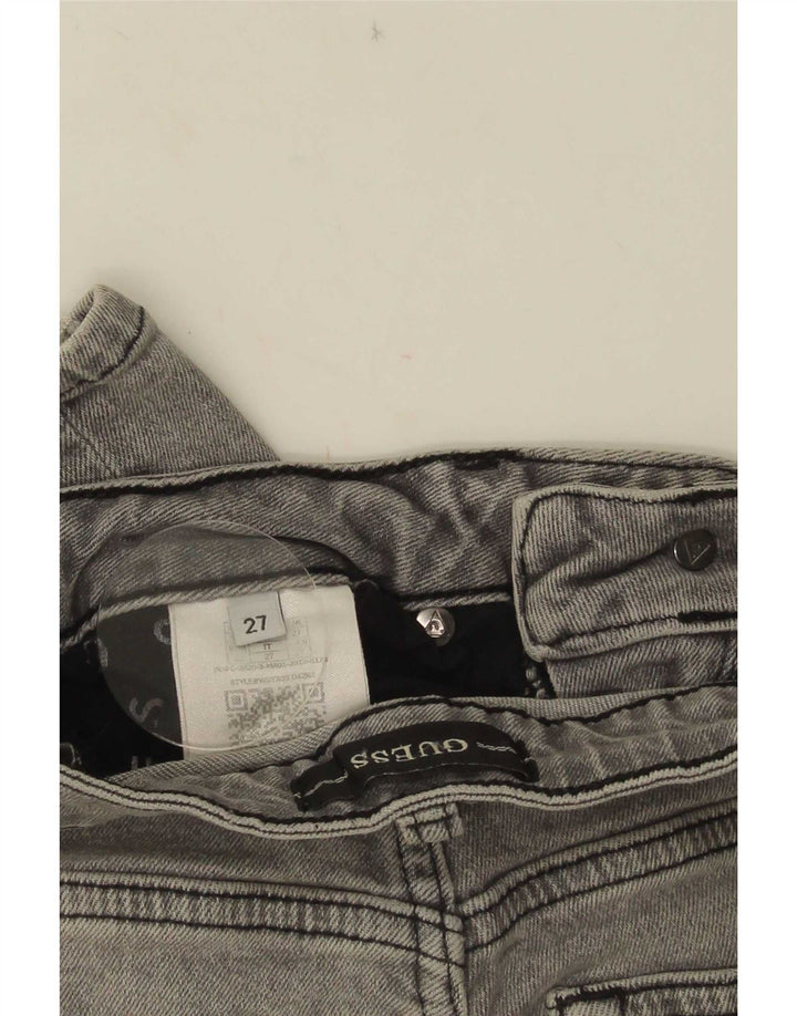 Guess Jeans Ajustados Rectos Desgastados Para Mujer W27 L28 Poliéster Gris
