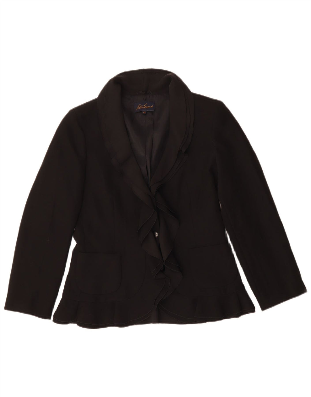 LUISA SPAGNOLI Chaqueta tipo blazer de 2 botones para mujer IT 42 Poliéster negro mediano